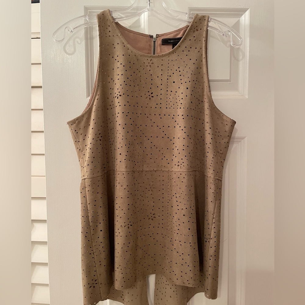 BCBG Maxazria Beige Suede Top - size M